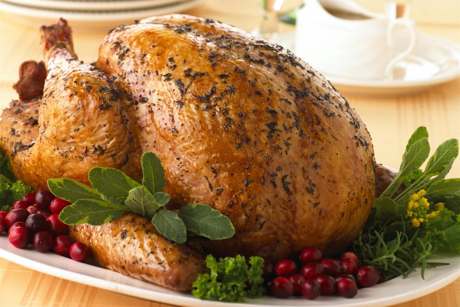 Fresh Thyme-Rubbed Turkey with White Cranberry Baste