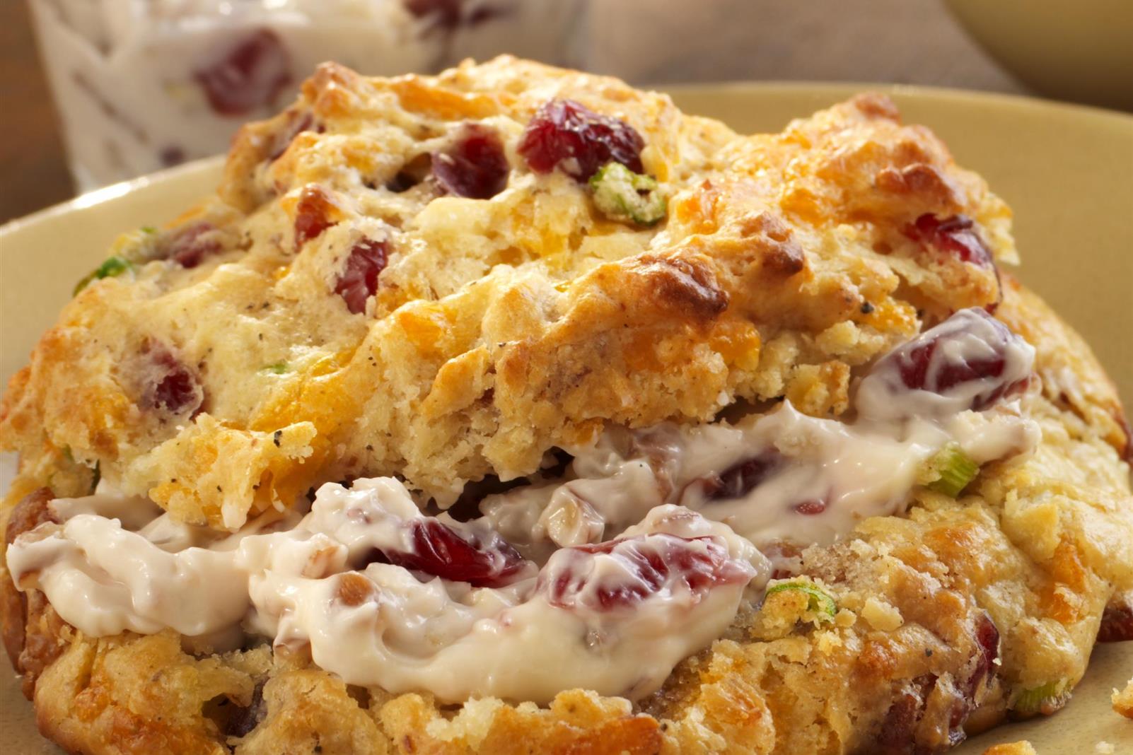 Cranberry Bacon Brunch Scones with Cranberry-Pecan Cream Cheese